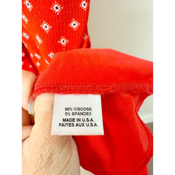 Misa Los Angeles Larsen Cold-Shoulder Bohemian Printed Midi A-Line Dress Red S - Picture 5 of 6